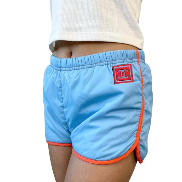 CHANEL Sport Vintage 02S CC Logo Short Pants #36 Shorts Blue